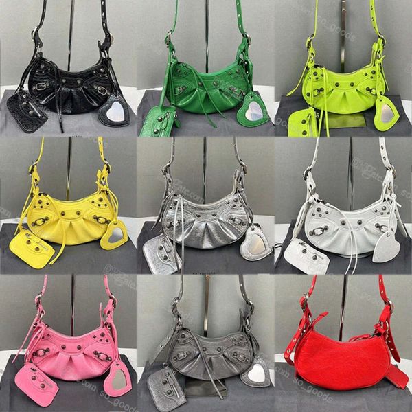 Desinger couro genuíno le cagole bolsa de motocicleta feminina rosa mini pequeno crocodilo blencaigas preto prata vermelho branco verde bolsa das mulheres bagsk