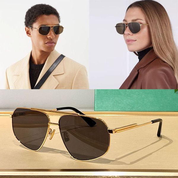 Luxuriöse und elegante Designer-Fliegerbrille aus klassischem Metall für Damen und Herren mit quadratischem Rahmen und eingravierter Signatur auf der Oberseite BV1196 beim Fahren und Reisen