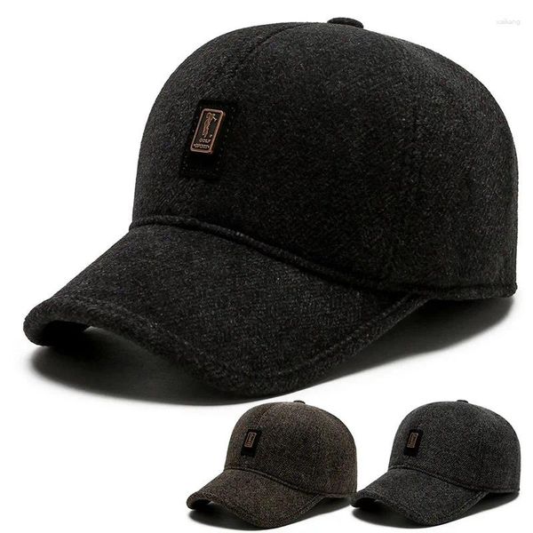 Ball Caps Winter Warme Baseballkappe mit Ohrenklappen bestickt verstellbar Papa Hut Strapback Unisex Outdoor winddicht