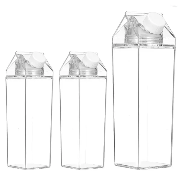 Retire recipientes 3 pçs copo de leite quadrado claro beber viagem recipiente líquido garrafas vazias caixa