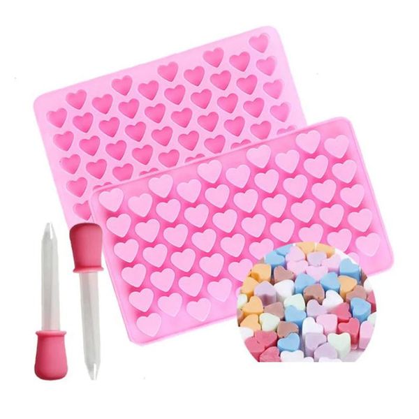 Strumenti per torte 55 cavità Gummy Love a forma di cuore Cubo di ghiaccio Stampo per cioccolato Sile Stampi per fondente Stampi per caramelle di San Valentino Strumenti per decorare torte Ss123 Otqzk