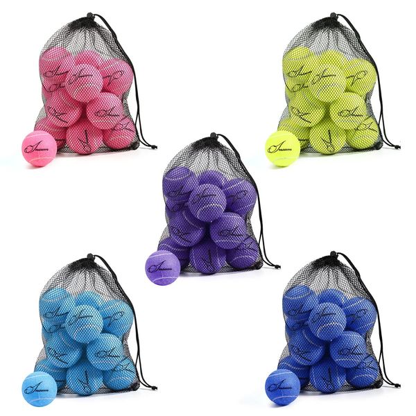Bolas de tênis INSUM 12pcs bolsa de malha para fácil transporte, 4 opções de cores, brinquedo para animais de estimação e treinamento para iniciantes 231225