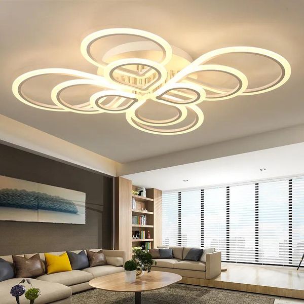 Luzes modernas acrílico led lustre de teto iluminação plexiglass nó chinês lustre para sala estar jantar cama lustre avize ems