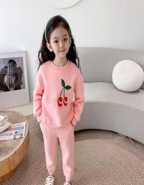 tuta da bambina autunno per bambina Felpa con cappuccio in cotone rosa per bambina carina con pantaloni 2 pezzi set inverno Vestiti caldi per bambini03929102638444218