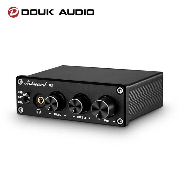 Conectores Douk Audio Q3 Hifi Usb Dac Mini Conversor Digital para Analógico Headphone Amp Coax/opt para Adaptador de Áudio de 3,5mm com Graves Agudos