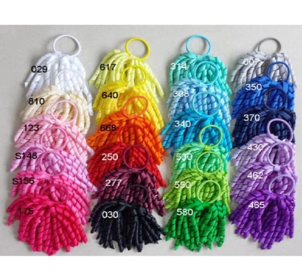 Fermagli per capelli elastici per bambina da bambina Supporti per coda di cavallo 5quot Korker Nastri per arricciatura Nappa Loop Plain Streamer Corker Archi per capelli Clip Headb2206920