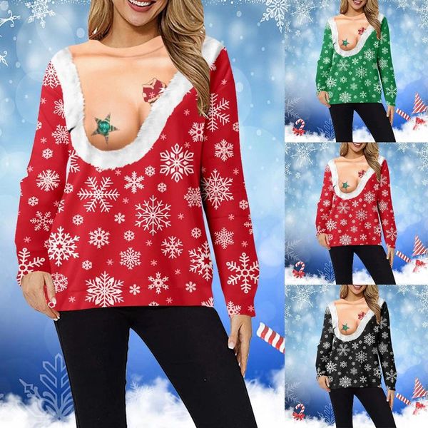 Colegados femininos unissex Ugly Christmas Sweater 3D Print Funny Pullover Sweaters Jumpers Tops para o capuz de festa de férias de homens homens homens