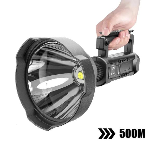 Torce Potente Torcia a LED Torcia portatile XHP70.2 Faro ricaricabile USB Faretto impermeabile con base Lanterna per luce da pesca