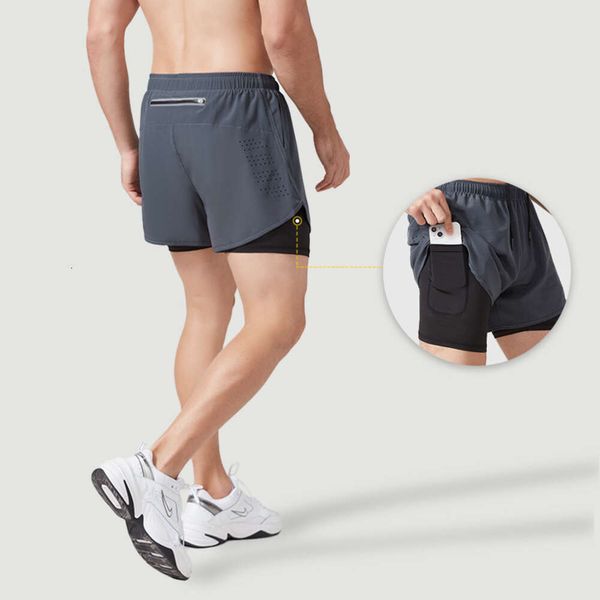 Lu lu Align Shorts Fitness Summer Sports Gym Homens Secagem rápida Dupla camada Anti-exposição Falso Treinamento de treino de duas peças Correndo Yoga Lemon LL mulher Alta qualidade