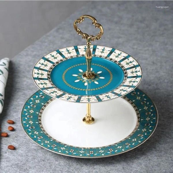 Teller Bone China Snack Tablett Kreativer Nachmittagstee Europäischer Stil Keramik Doppelschicht Kuchen Geschenkbox