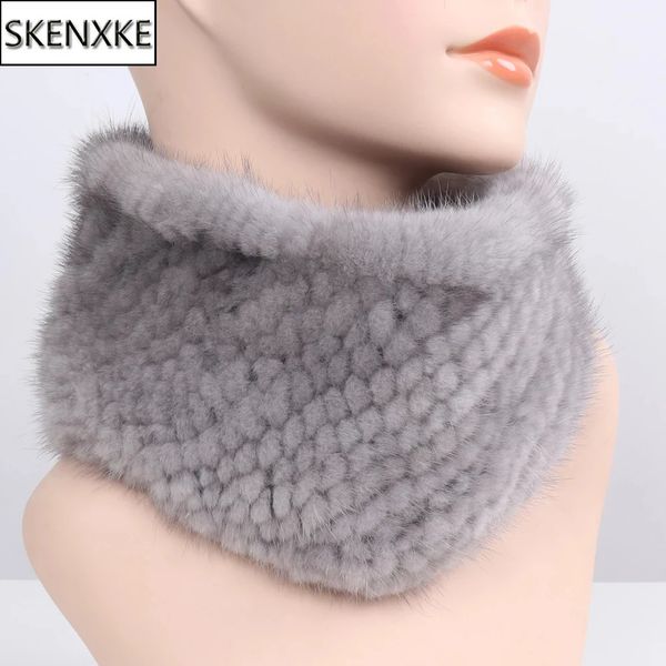 Frauen Winter Real Nerz Schals stirnbänder Gute Elastische Gestrickte Natürliche Nerz Pelz Schal Dicke Warme Dame Pelz Ring Schal 231225