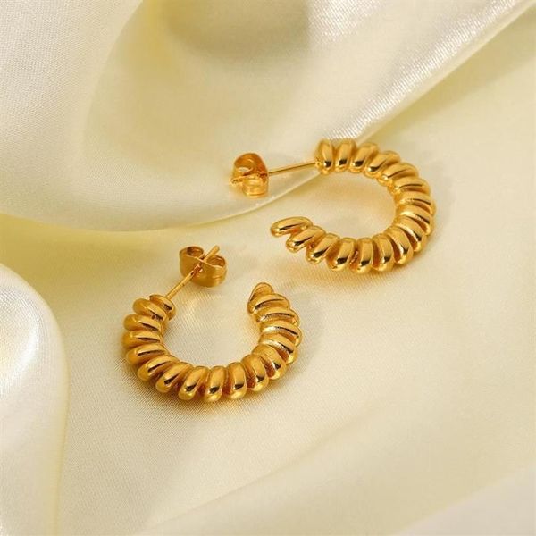 Hoop Huggie Edelstahl C Typ Gold Creolen Für Frauen Piercing Aretes Pendientes Ohrring Ohrringe Schmuck Brincos B2622