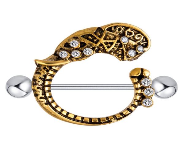 Aço inoxidável sexy feminino anel de mamilo escudo anéis corpo piercing jóias animal barbell barra masculino tragus brinco 20pcs3447678