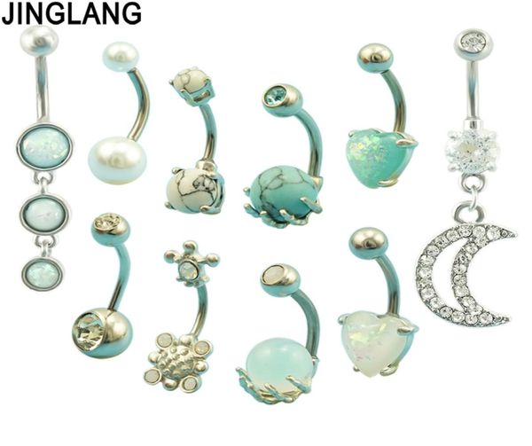 JINGLANG Squisito Set da 10 pezzi di imitazione opale che afferra la mano ombelico anello piercing gioielli ombelico unghie corpo Jewely1442917