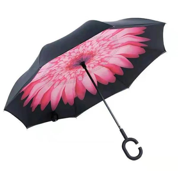 Regenschirme Reverse Umbrella Double Layer Freisprecheinrichtung Standable Car Use Rain or Rains Long Handle Umbrellas Multicolor Optional WH0353