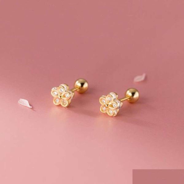 Orecchini a bottone per donne ragazze bambini zircone fiore carino piccoli orecchini stile coreano gioielli di moda designer di alta qualità 2024 goccia Deli Otwtm