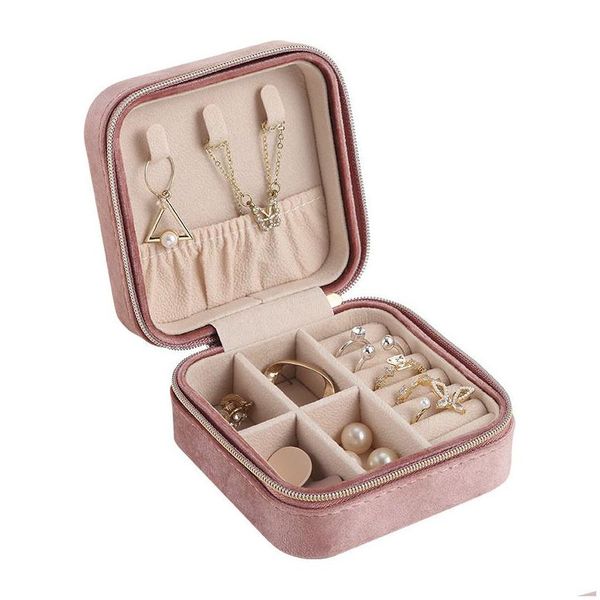 Schmuckschatullen Veet Travel Jewelry Box Organizer Kleine tragbare Hüllen Mini-Halsketten-Ohrring-Ring-Display-Halter für Hochzeits-Dhgarden-Dhvje