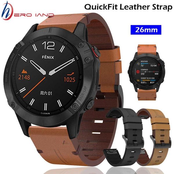 Acessórios pulseira de relógio de 26mm para garmin fenix 5x 5xplus 3 3hr 6x mk1 pulseira de liberação rápida de couro pulseira de ajuste fácil para fenix 6xpro h