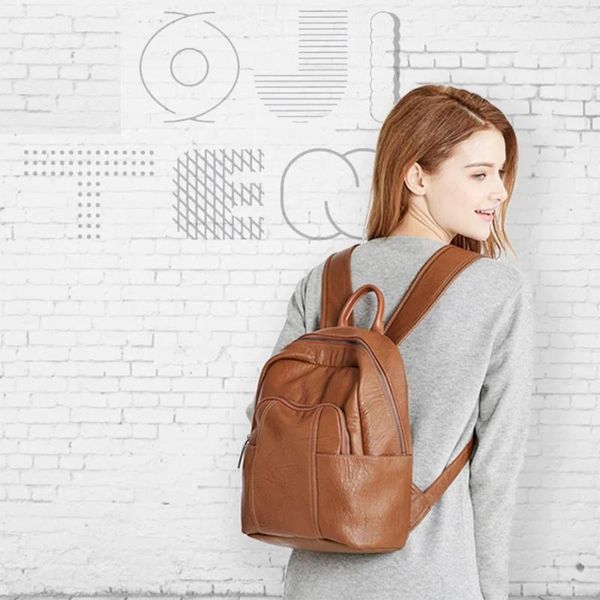 Schultaschen Rucksack Frauen Sommer Koreanische Mode Weiches Leder Mit Rindsleder Bagpack Freizeit Reise Umhängetasche Rucksack Mochilas