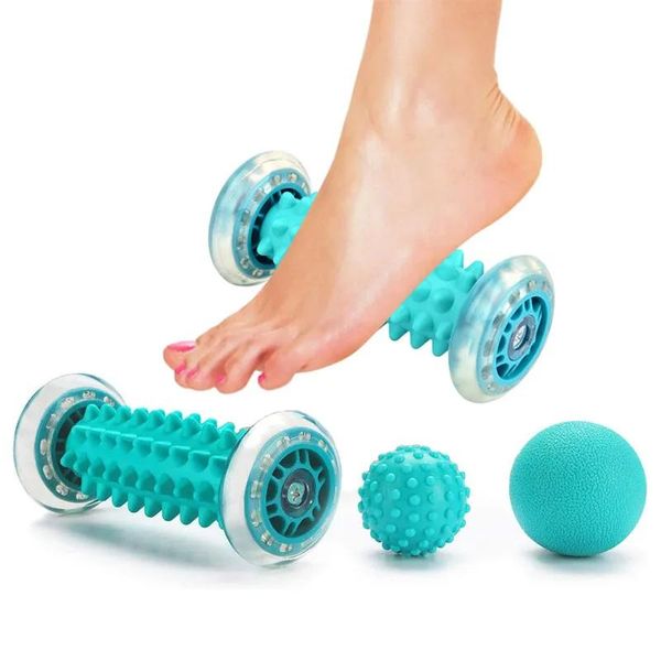 Outfit Foot Massager Massage Roller Roller Kit Kit Yoga Sport Fiess Ball per la terapia del mal di schiena per le gambe a mano Terapia profonda Gruppo di grilletto
