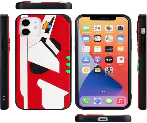3D Red Designer Inspired Phone Case Proteção completa Soft Grip Texturizado Absorção de choque Capa protetora de moda para iPhone 11 12 136223958
