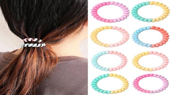 Fascette per capelli elasticizzate a due colori Filo telefonico Fasce elastiche in gomma Anelli per capelli con cordoncino a spirale smerigliato Accessori semplici per capelli da donna5410282