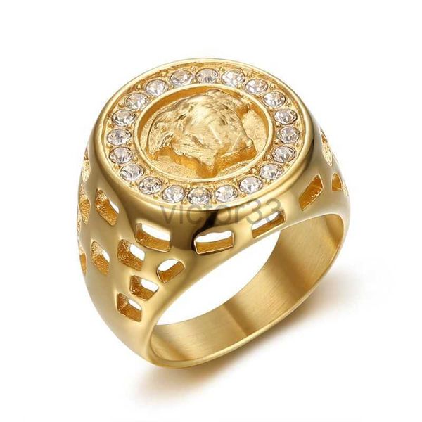 Designer de marca Rings Medusa Família / F Família Família Diamante Titânio Anel de aço para homens e mulheres