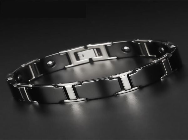 Coreano Moda Uomo Popolare Salute Bracciale Maschio Bracciale in ceramica Nero Acciaio al tungsteno Terapia magnetica energetica Bileklik6238639