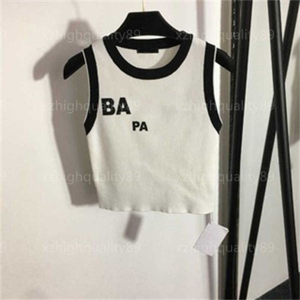 Camiseta sin mangas Mujer Camisola de verano Impresión en offset Letras Moda Minimalista Bloqueo de color Chaleco de punto Transpirable Slim Fit Tops cortos Chalecos de diseñador para mujer Tanques