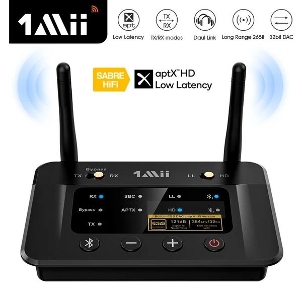 Connectors 1mii b03pro bluetooth 5.0 приемник передатчика Aptx ll HD CSR8675 Hifi 32 -битный DAC 3,5 мм Aux Bluetooth Adapter для телевизионного компьютера