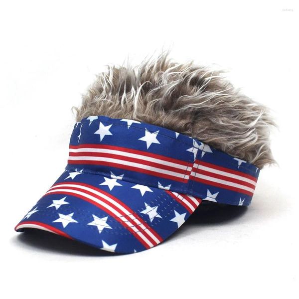 Top Caps ABD Vatansever Vizör Güneş Kapağı Dalgısı Çivili Saçlarla Ayarlanabilir Beyzbol Şapkası Teped