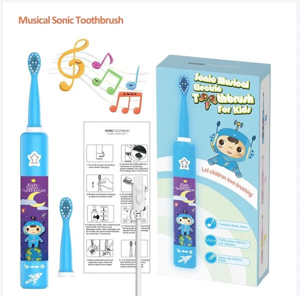 Musik Elektrische Zahnbürste Für Kinder Kind Nette Zahnbürste Batterie Sauberen Mund Karies Weiches Fell Geschenk Kind 231225
