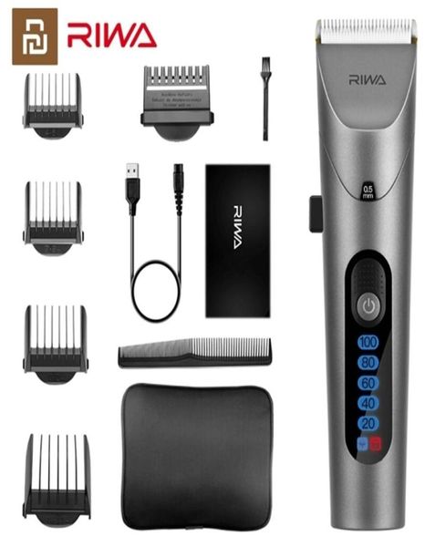 Youpin riwa máquina de cortar cabelo com tela led lavável recarregável profissional aparador elétrico barbeiro para homens cabeça cortador cerâmica 27543485