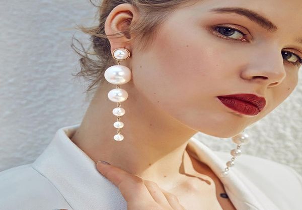 Bireysel Karakter Sözleşmeli Yapay İnci Uzun Paragraf Küpe Kore Atmosferi Moda Kişinin Eardrop Maçı ADorn3475239