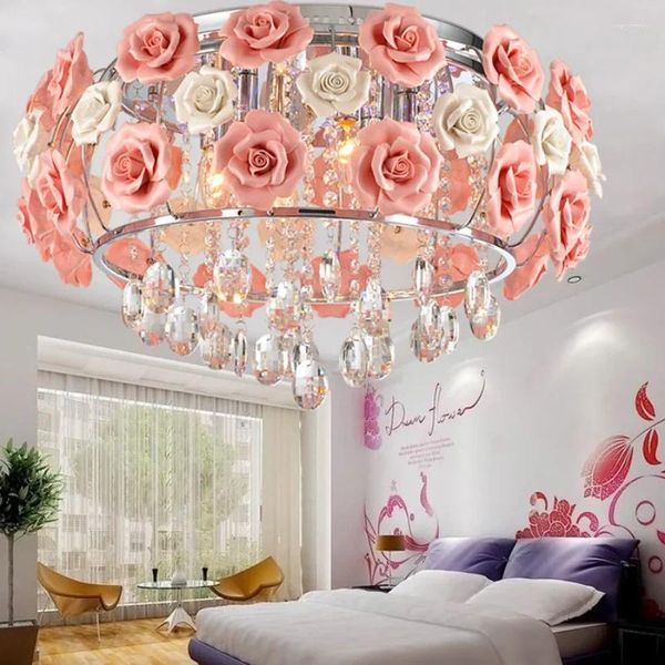 Lâmpadas pendentes criativo roselanterns sala quente princesa decoração de cristal luminária nórdica moderna sala de estar