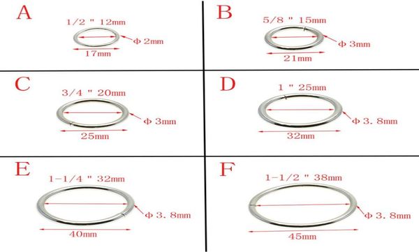 50 pçslote o anéis de metal não soldados niquelado colares redondos loops cinto fivela pacote acessório 12mm38mm9879269