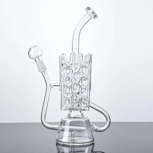 Inline Swiss Perc Recycler Rig Dab Hookahs Oil Rig Straight Glass Bong Alto Vidro Prego Dome wp142 14 Masculino Joint BJ