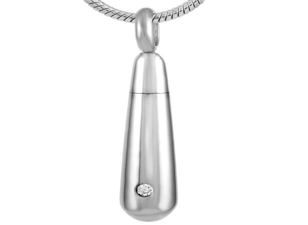 Z8653 peut être ouvert longue larme en acier inoxydable crémation urne collier pendentif cendres bijoux avec un Zircon6945516