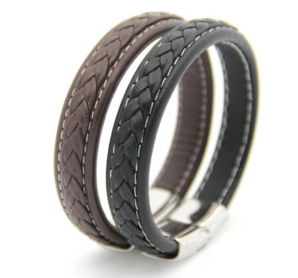 Luxurys designers pulseiras pulseiras homens presente preto couro genuíno men039s pulseiras de malha fecho magnético moda jóias16240474097258