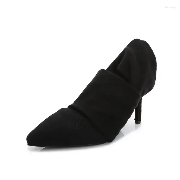 Botas 2024 primavera sobre o joelho estiramento meia para mulheres elegante apontou toe salto alto rua meninas nightclub sapatos tamanho grande 43