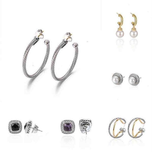 Brincos de ouro e pérola anel de orelha designer jóias das mulheres ed thread brinco feminino ouro branco prata moda versátil banhado n269z