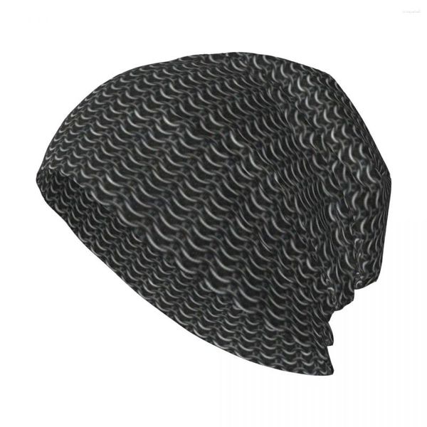 Berretti in maglia d'argento Anelli a scaglie martellate medievali Armatura Cappello lavorato a maglia Visiera termica Sole per donna Uomo