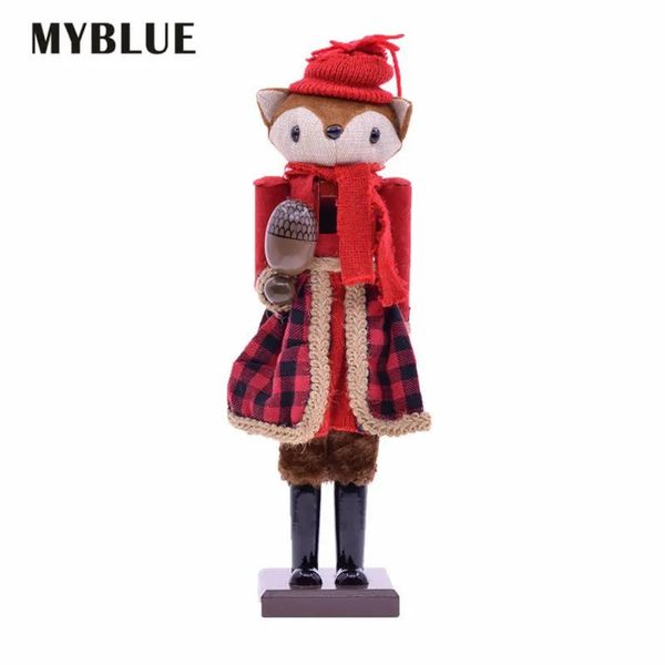 Itens MYBLUE 38cm Europa Vintage Estátua de Raposa de Madeira Nutcracker Escultura Estatueta Enfeites de Natal Acessórios de Decoração de Quarto de Casa C0