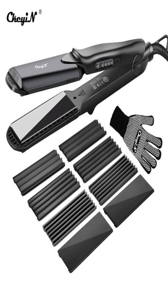 4in1 Frauen Austauschbare Platten Haarglätter Crimpen Eisen Crimper Haar Styling Werkzeug tiefe welle Glätteisen CX200726356553