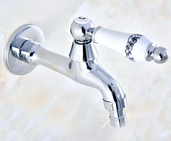 Rubinetti per lavandino del bagno Rubinetto per montaggio a parete in ottone cromato lucido monoforo Lavaggio Machome Rubinetti per acqua fredda da giardino fuori porta Dav164