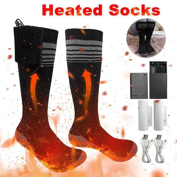 Männer Frauen beheizte Socken mit USB wärmeisolierte atmungsaktive Outdoor-Spots Stiefel Skisocke 231225