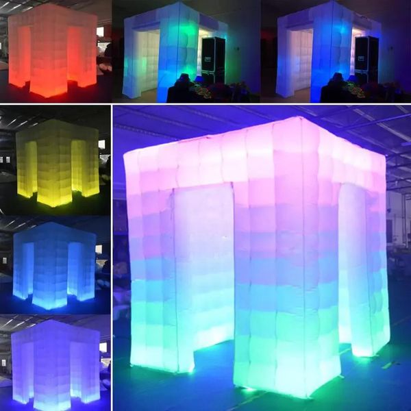 Balançoires, Cube gonflable blanc, cabine photo portable, tente avec éclairage Led, pour fête, mariage, événement