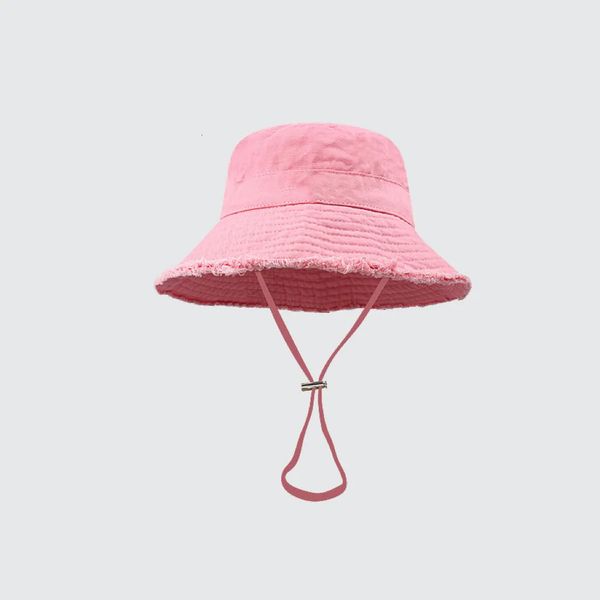 1Pc Cappello da pescatore in cotone di alta qualità Cappello Panama per uomo Donna Moda Solido Secchio pieghevole Protezione solare unisex Spiaggia 231226