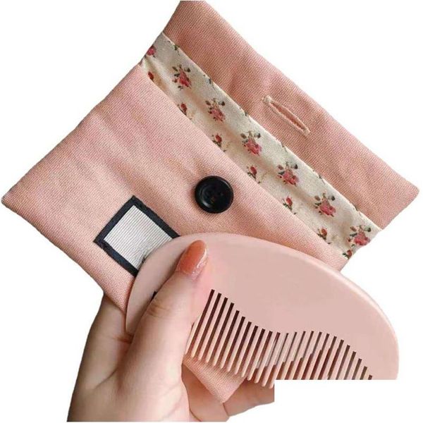 Escovas de cabelo Marca Pente de madeira rosa com uma ferramenta de estilo de bolso Menina Cabelos Produto de beleza Produtos de entrega de produtos Ferramentas de cuidados Dhho5