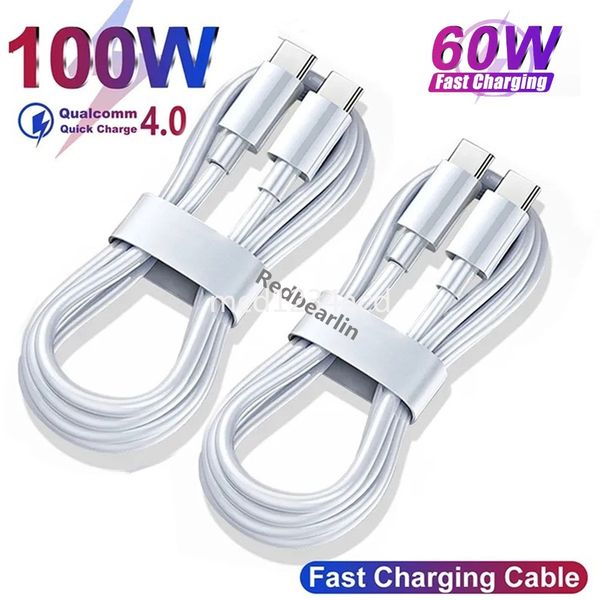 Cabo de carregamento rápido C para C 1M 2M 65W 100W PD para Samsung Galaxy S10 S20 S22 S23 S24 Xiaomi Huawei M1 IP 15 15pro